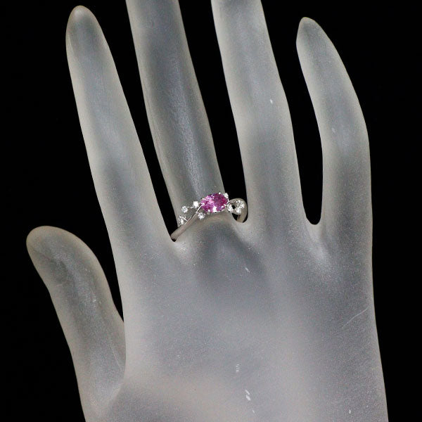Pt900 通常加熱 ピンクサファイア ダイヤモンド リング 0.73ct D0.12ct