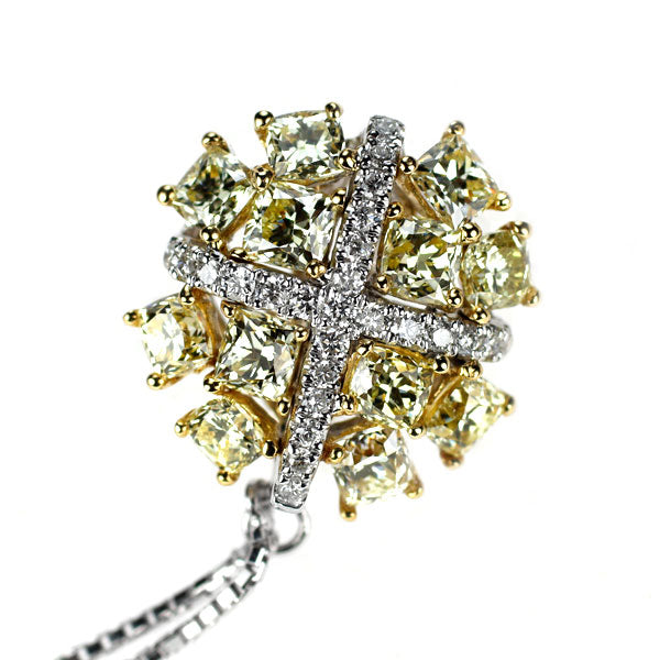 K18YG/WG ダイヤモンド ブローチ 1.17ct D0.11ct