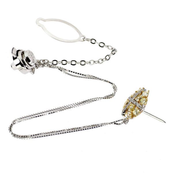 K18YG/WG ダイヤモンド ブローチ 1.17ct D0.11ct