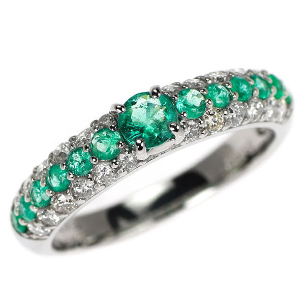 Pt900 エメラルド ダイヤモンド リング 0.44ct D0.47ct