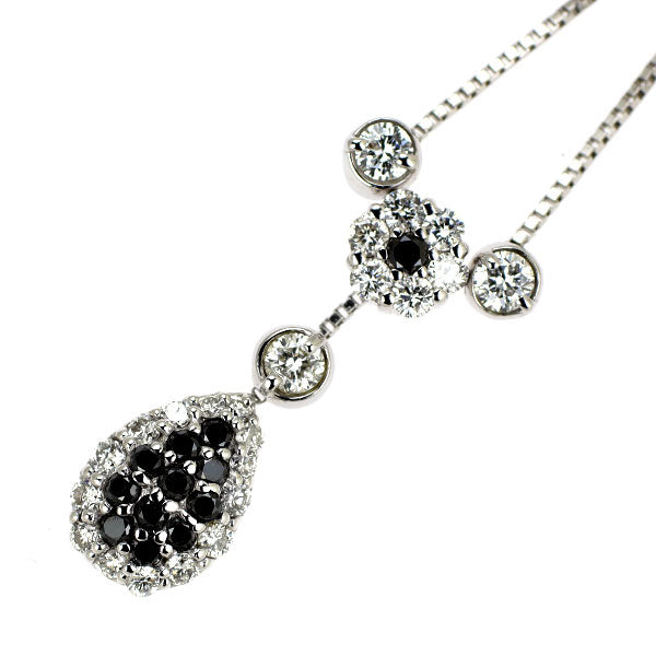 K18WG ブラック/カラーレス ダイヤモンド  ペンダントネックレス 0.20ct D0.58ct