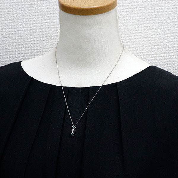 希少 K18WG アレキサンドライト ダイヤモンド ペンダントネックレス 0.34ct D0.17ct 2Way