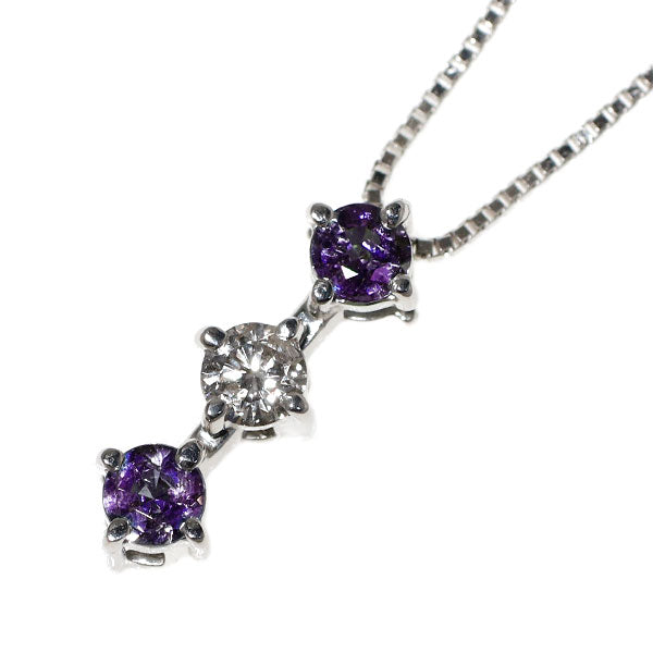 希少 K18WG アレキサンドライト ダイヤモンド ペンダントネックレス 0.34ct D0.17ct 2Way