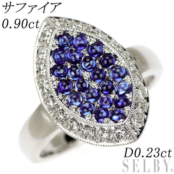 K18WG サファイア ダイヤモンド リング 0.90ct D0.23ct