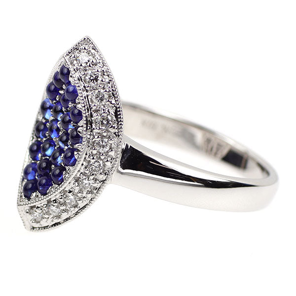 K18WG サファイア ダイヤモンド リング 0.90ct D0.23ct