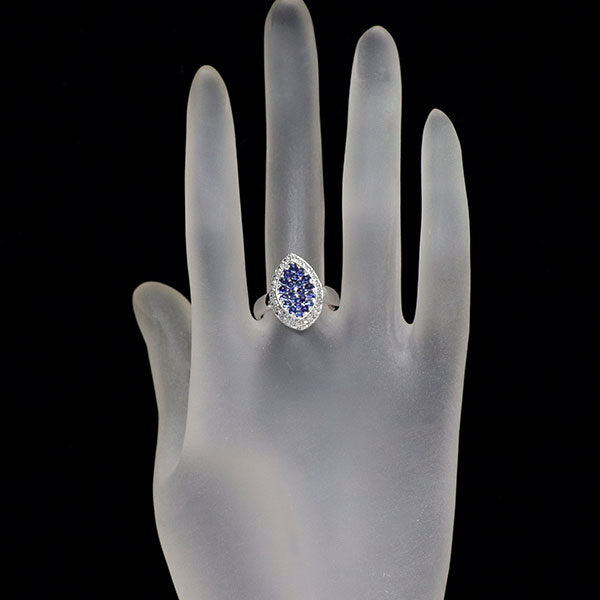 K18WG サファイア ダイヤモンド リング 0.90ct D0.23ct