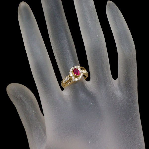 K18YG ルビー ダイヤモンド リング 0.43ct D0.35ct