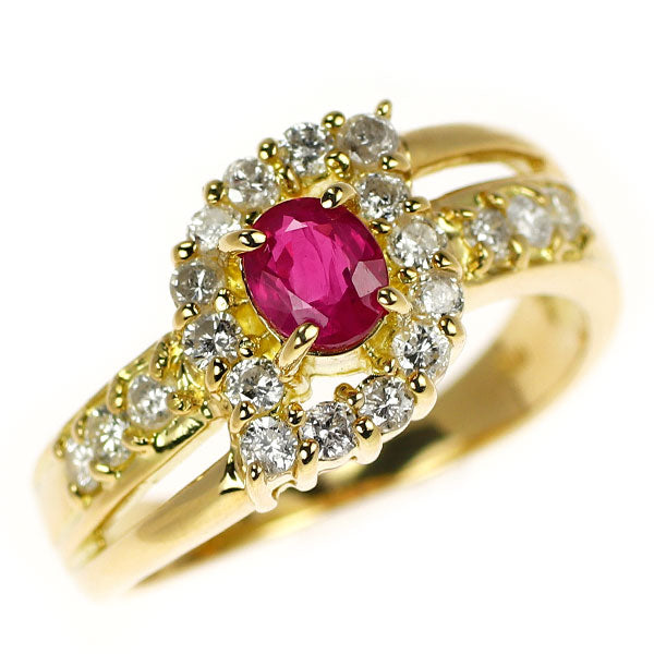 K18YG ルビー ダイヤモンド リング 0.43ct D0.35ct