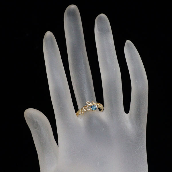 K18YG トリートブルー ダイヤモンド リング 0.208ct