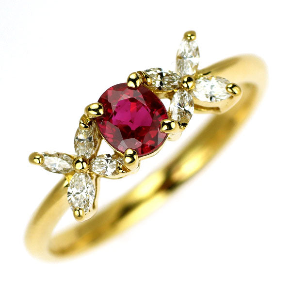K18YG ルビー ダイヤモンド リング 0.47ct D0.23ct