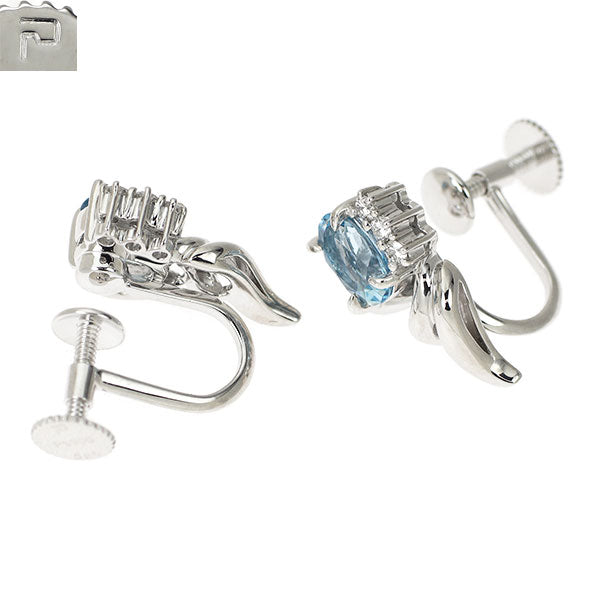 ポーラ Pt900/ K14WG アクアマリン ダイヤモンド イヤリング 1.20ct D0.13ct