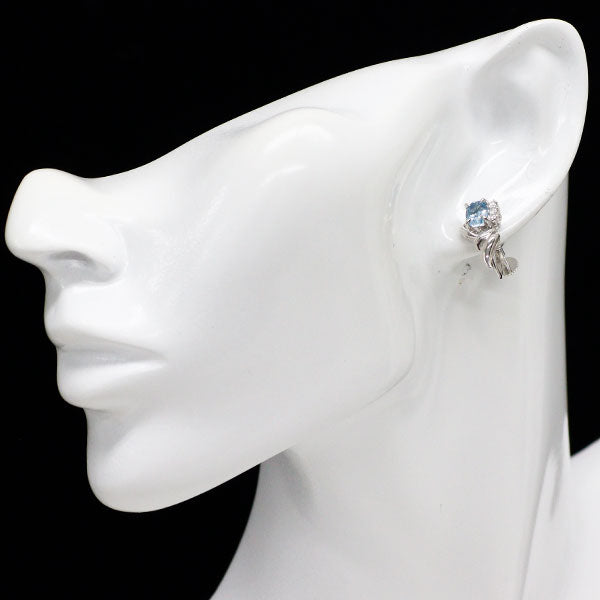 ポーラ Pt900/ K14WG アクアマリン ダイヤモンド イヤリング 1.20ct D0.13ct