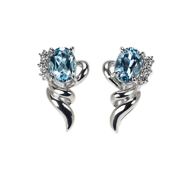 ポーラ Pt900/ K14WG アクアマリン ダイヤモンド イヤリング 1.20ct D0.13ct