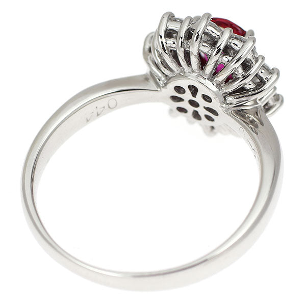 Pt900 ルビー ダイヤモンド リング 0.52ct D0.44ct