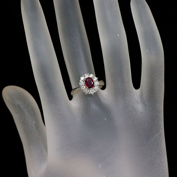 Pt900 ルビー ダイヤモンド リング 0.52ct D0.44ct