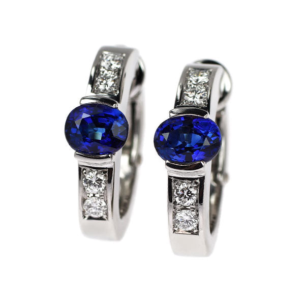 田崎真珠 Pt900 サファイア ダイヤモンド イヤリング 1.57ct D0.24ct
