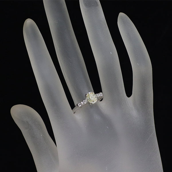 Pt900 オーバル ダイヤモンド リング 1.009ct D0.114ct