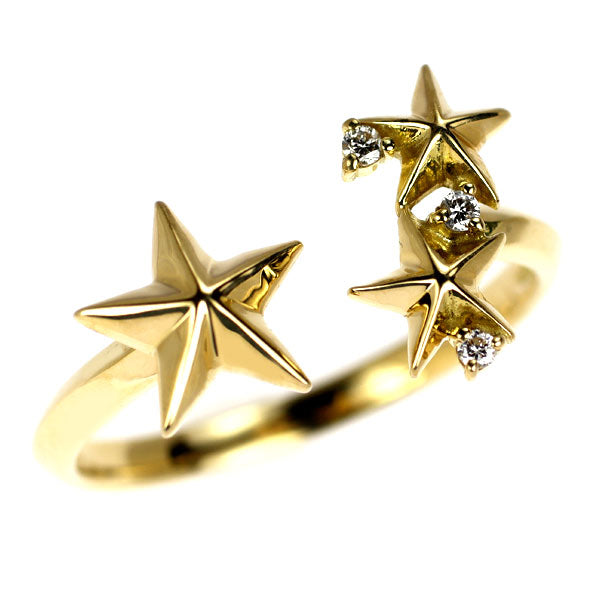 K18YG ダイヤモンド フォークリング 0.03ct スター