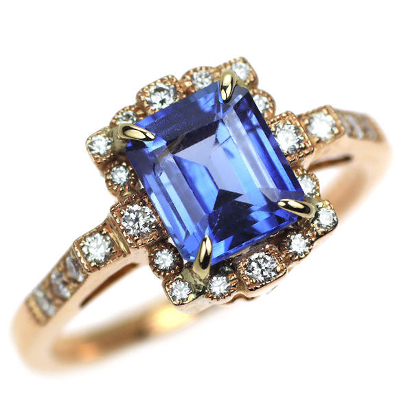 K18PG ビルマ/ミャンマー産 非加熱サファイア ダイヤモンド リング 1.92ct D0.23ct