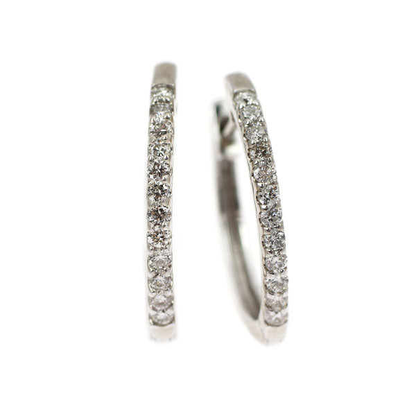 K18WG ダイヤモンド ピアス 0.30ct フープ