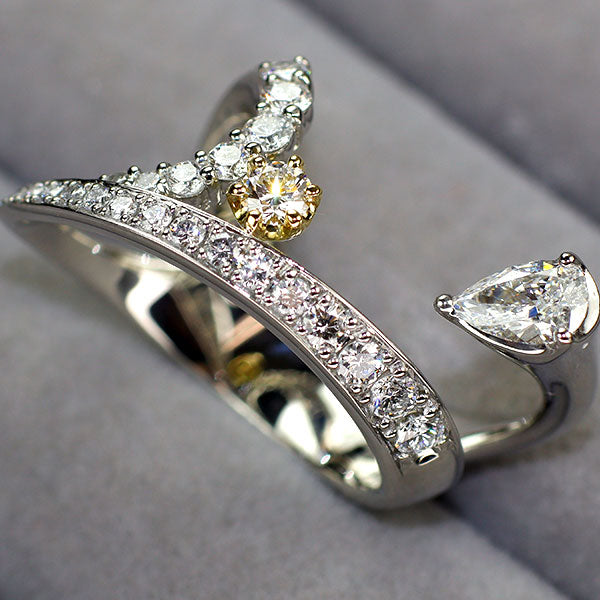 小寺智子 Pt900/K18 ペアシェイプダイヤモンド ダイヤモンド リング 0.345ct D0.68ct