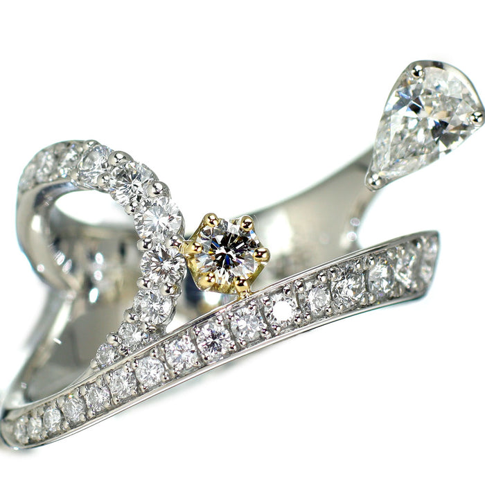 小寺智子 Pt900/K18 ペアシェイプダイヤモンド ダイヤモンド リング 0.345ct D0.68ct