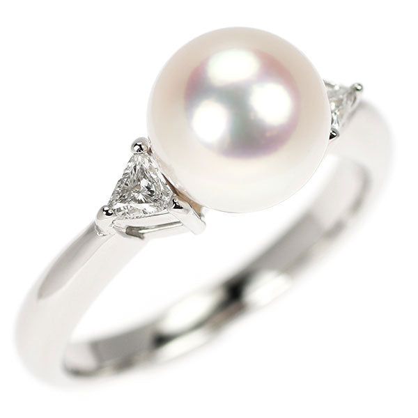 田崎真珠 Pt900 アコヤ 真珠 ダイヤモンド リング 径約8.4mm D0.18ct