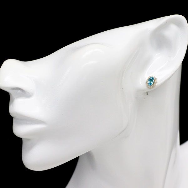 新品 K18YG カンボジア産ラタナキリブルージルコン ダイヤモンド ピアス 1.66ct D0.22ct【エスコレ】