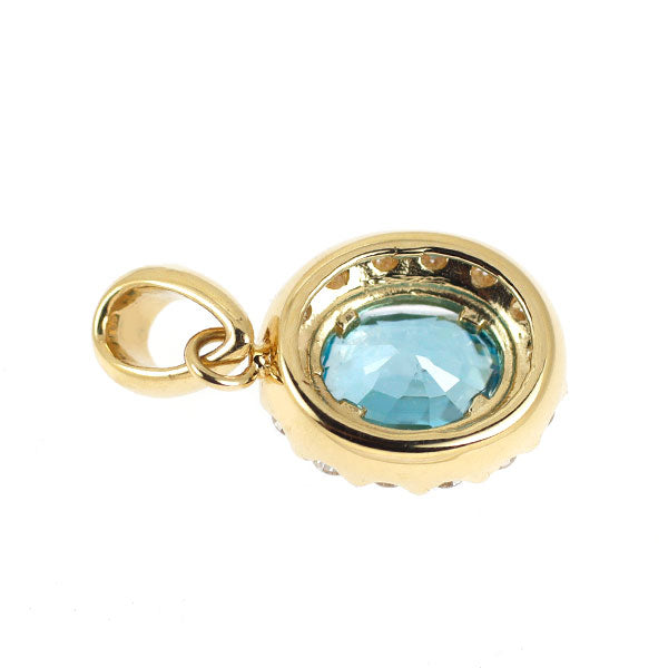 新品 K18YG カンボジア産ラタナキリルージルコン ダイヤモンド ペンダントトップ 0.70ct D0.12ct【エスコレ】