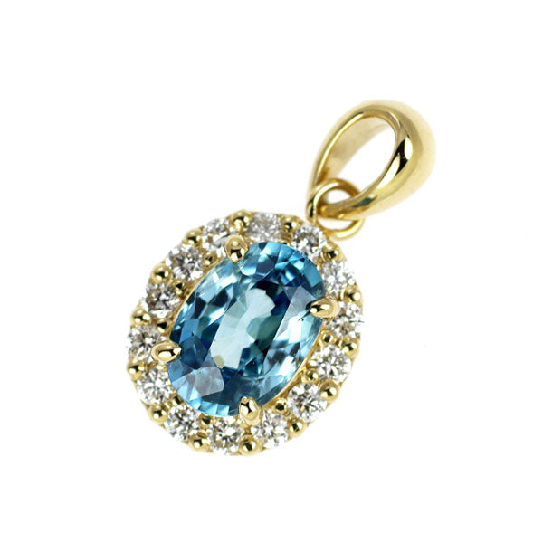 新品 K18YG カンボジア産ラタナキリルージルコン ダイヤモンド ペンダントトップ 0.70ct D0.12ct【エスコレ】