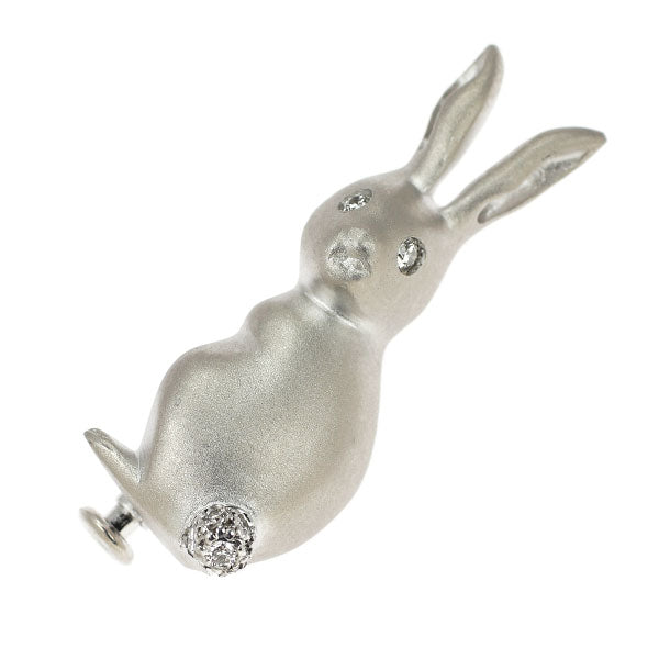 ローズヴィフ K18WG ダイヤモンド ブローチ 0.11ct クックー うさぎ