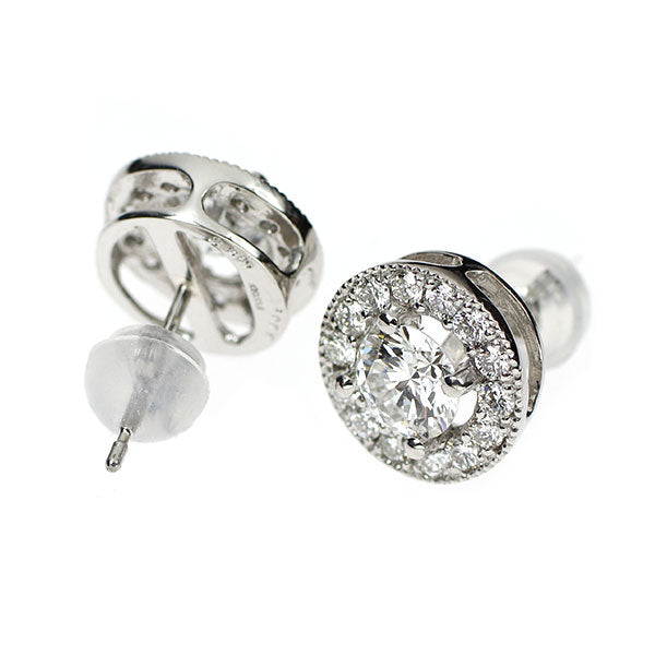 新品 Pt950/ Pt900 ダイヤモンド ピアス 1.001ct G SI2 G D0.46ct 鍛造ミルグレイン【エスコレ】