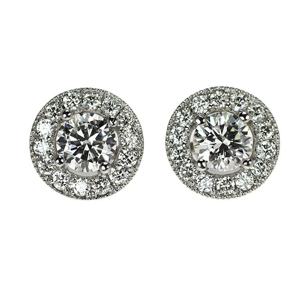新品 Pt950/ Pt900 ダイヤモンド ピアス 1.001ct G SI2 G D0.46ct 鍛造ミルグレイン【エスコレ】