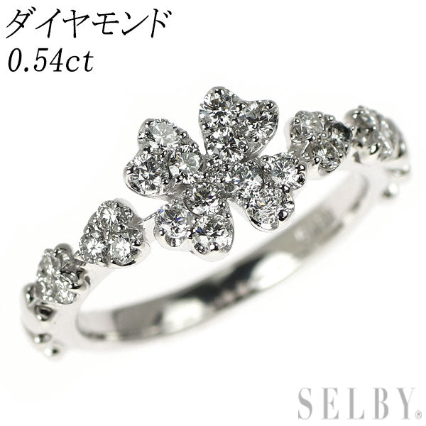 K18WG ダイヤモンド リング 0.54ct クローバー
