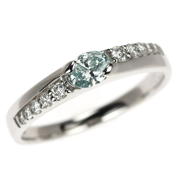 Pt900 アイスブルーダイヤモンド リング 0.30ct D0.16ct