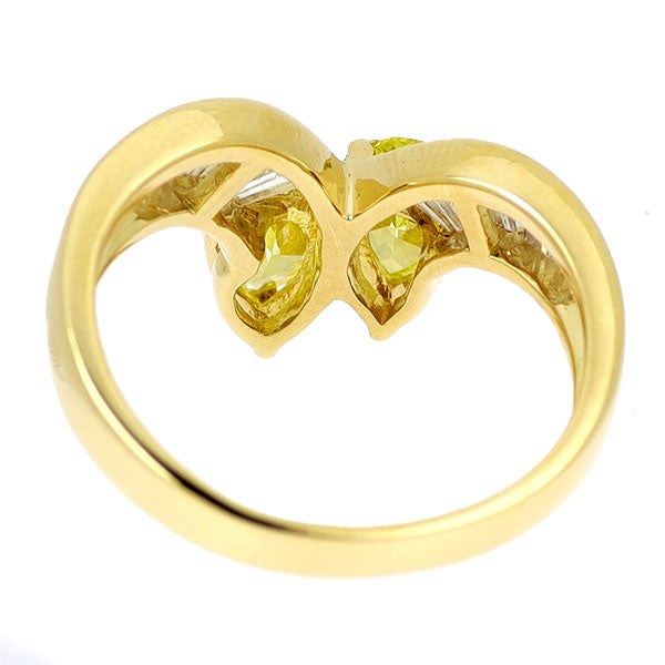 K18YG ペアシェイプ  天然トリートイエローダイヤモンド リング 1.063ct D0.72ct