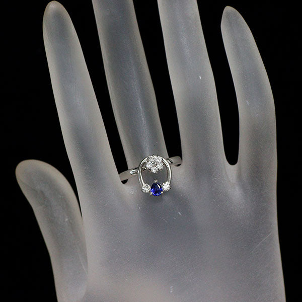 Pt900 サファイア ダイヤモンド リング 0.33ct D0.31ct