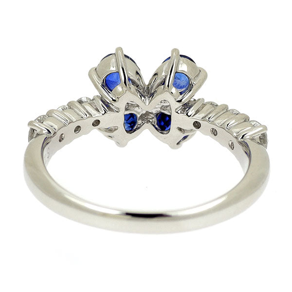 Pt900 サファイア ダイヤモンド リング 1.02ct D0.43ct フラワー