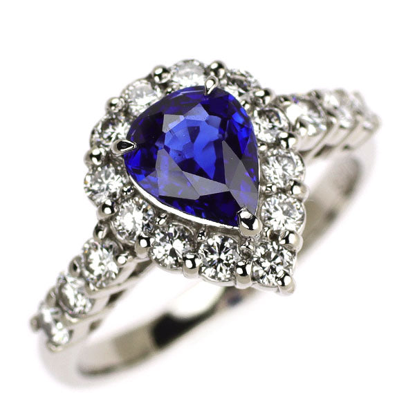 Pt900 マダガスカル産 ロイヤルブルーサファイア ダイヤモンド リング 1.27ct D0.68ct
