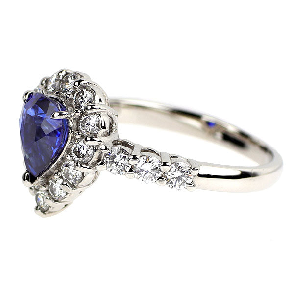 Pt900 マダガスカル産 ロイヤルブルーサファイア ダイヤモンド リング 1.27ct D0.68ct