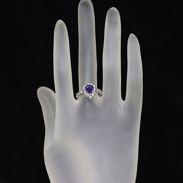 Pt900 マダガスカル産 ロイヤルブルーサファイア ダイヤモンド リング 1.27ct D0.68ct
