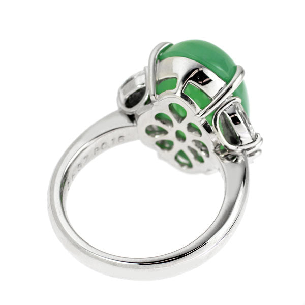 Pt900 翡翠 天然ピンク/カラーレスダイヤモンド リング 10.87ct PD0.16ct D0.37ct