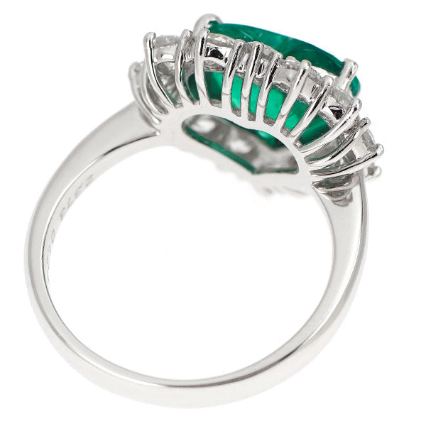 Pt900 コロンビア産ハートシェイプ エメラルド ダイヤモンド リング 2.373ct D1.23ct