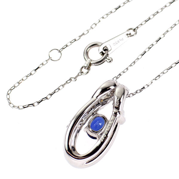 Pt900/ Pt850 サファイア ダイアモンド ペンダントネックレス 0.50ct D0.16ct