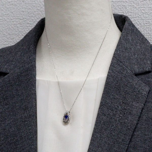 Pt900/ Pt850 サファイア ダイアモンド ペンダントネックレス 0.50ct D0.16ct