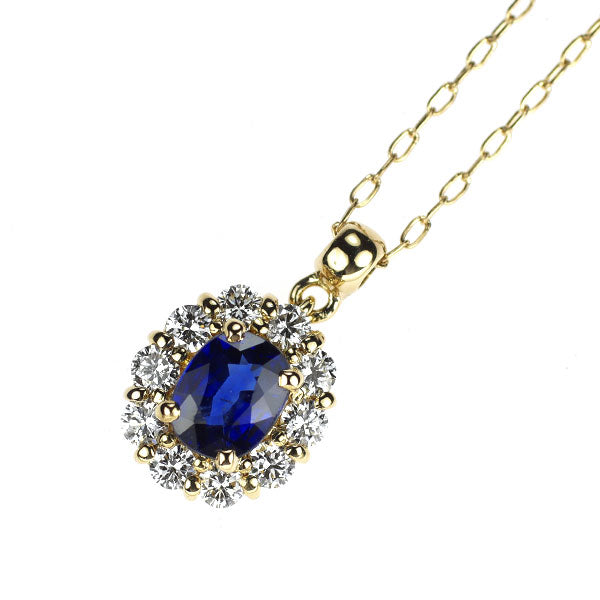 K18YG サファイア ダイヤモンド ペンダントネックレス 0.57ct D0.24ct