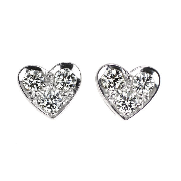 K18WG ダイヤモンド ピアス 0.30ct ハート