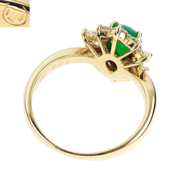 三越 K18YG 翡翠 ダイヤモンド リング 1.13ct D0.83ct