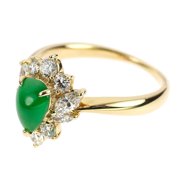 三越 K18YG 翡翠 ダイヤモンド リング 1.13ct D0.83ct
