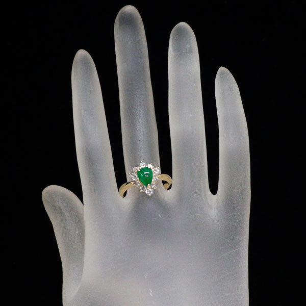 三越 K18YG 翡翠 ダイヤモンド リング 1.13ct D0.83ct